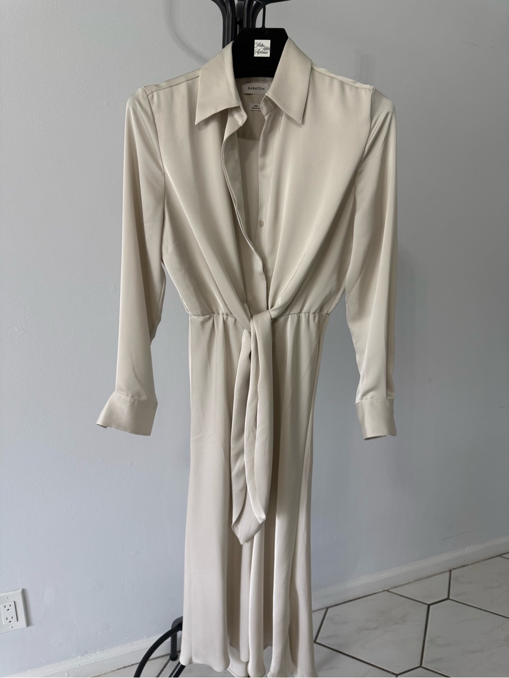 Babaton Cream Long-Sleeve Shirt Dress